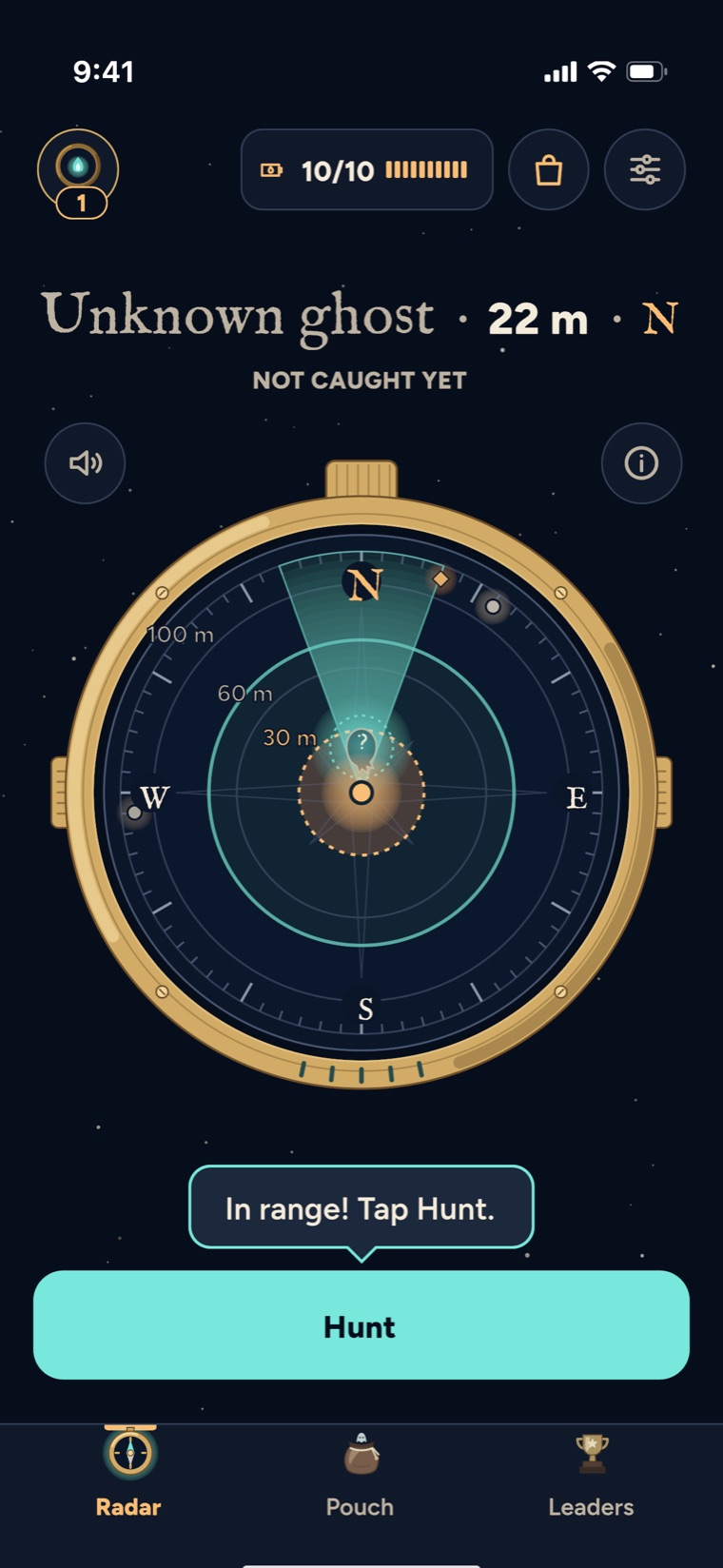 The Spirit Radar: an unknown ghost 22 metres to the north, close enough to hunt